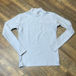 Under Armour Shirt Womens Large Light Blue Gray Fitted ColdGear Mock Neck Ski